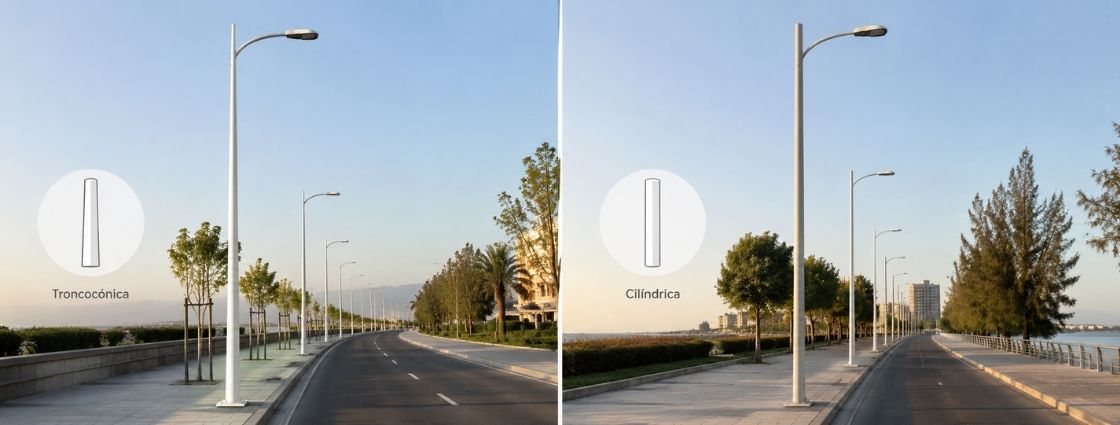 Columna troncocónica vs cilíndrica